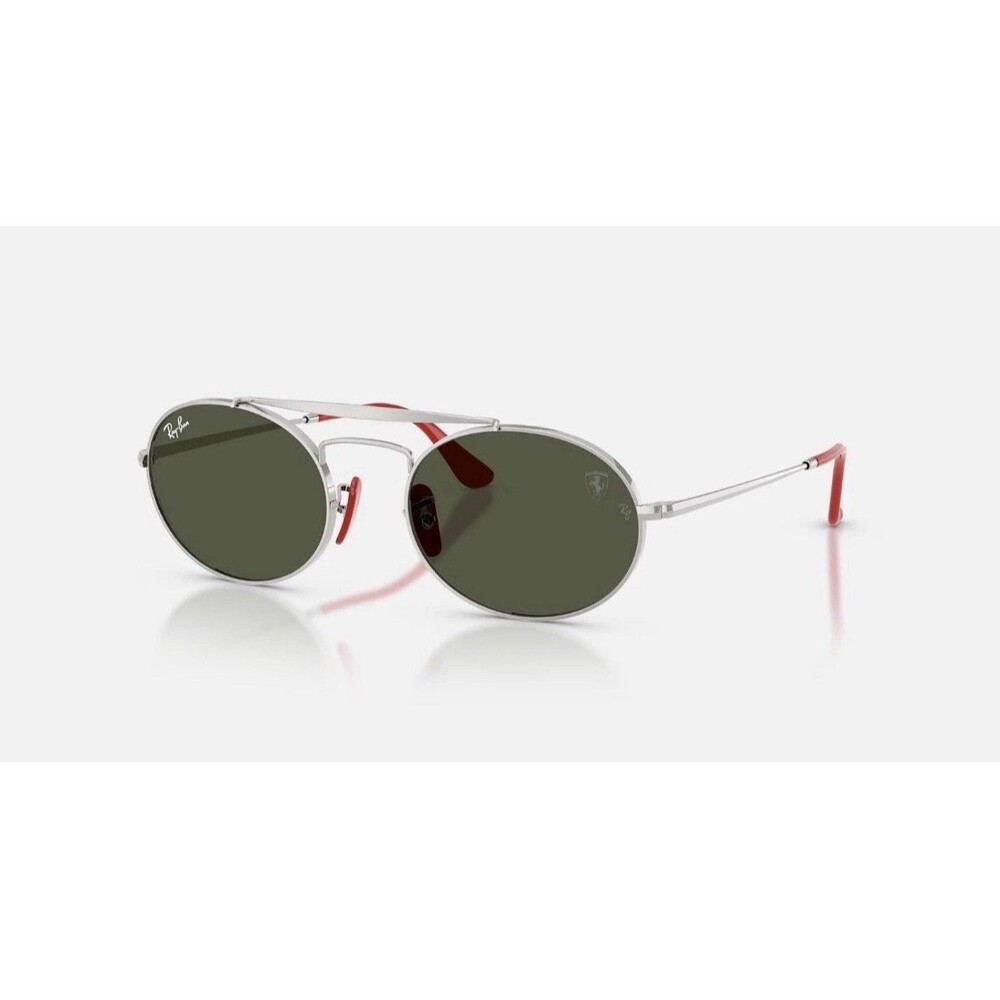 Ray Ban Sunglasses RB3775M SCUDERIA FERRARI Polished Silver Green w Red Accents